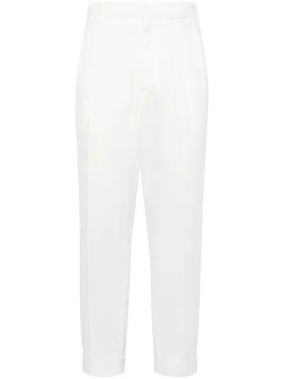 Brunello Cucinelli Straight-leg Cotton Trousers In White