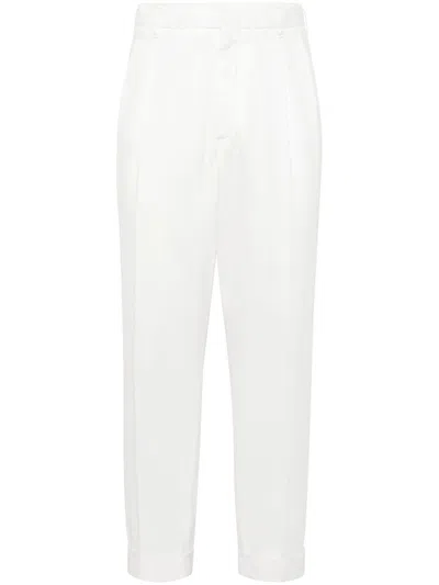Brunello Cucinelli Men Garment-dyed Leisure Fit Pants In White