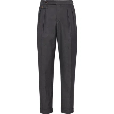 Brunello Cucinelli Pressed-crease Tapered Trousers In Anthracite