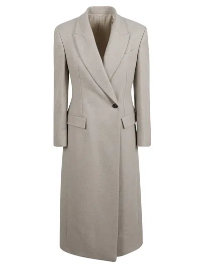 Brunello Cucinelli Tailored Beige Coat With Double-breasted Front In Neutral