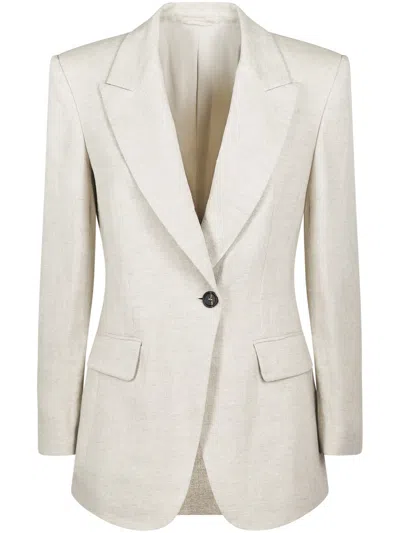 Brunello Cucinelli Tailored Beige Jacket With Classic Lapel In Neutral