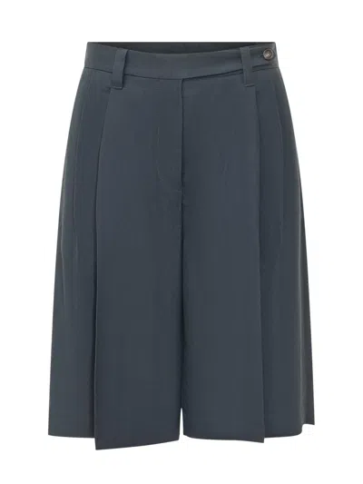 Brunello Cucinelli Tailored Bermuda Shorts With Pinches In Blue