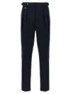Brunello Cucinelli Men Tailor-fit Trousers In Virgin Wool Canvas With Double Inverted Darts And Buck In Blue