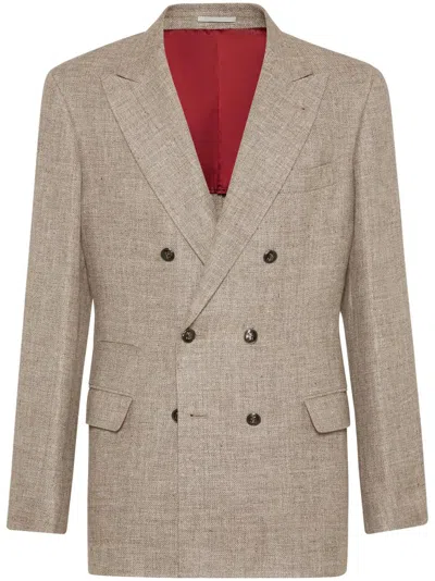 Brunello Cucinelli Tailored Blazer In Twill Fabric In Brown