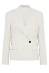 Brunello Cucinelli Tailored Blazer With Classic Lapel In Neutral