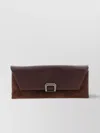 Brunello Cucinelli Tailored Clutch With Suede And Metal In Burgundy