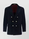 Brunello Cucinelli Tailored Corduroy Double-breasted Blazer In Blue