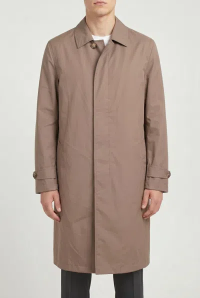 Brunello Cucinelli Tailored Cotton-blend Trench Coat In Brown