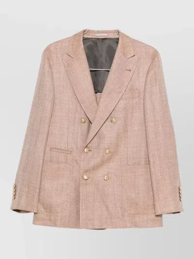 Brunello Cucinelli Tailored Double Breasted Jacket Notch Lapels In Pink