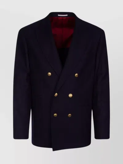 BRUNELLO CUCINELLI TAILORED DOUBLE-BREASTED JACKET WITH NOTCH LAPELS