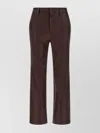 Brunello Cucinelli Stretch Nappa Leather Square Cigarette Trousers With Jewellery In Brown