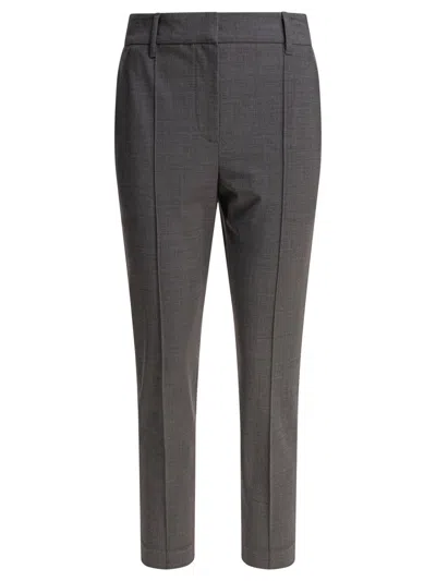 Brunello Cucinelli Tailored Grey Trousers With Mid-rise Waist In Gray
