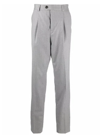 Brunello Cucinelli Tailored Grey Trousers With Subtle Pleat Detail In Gray