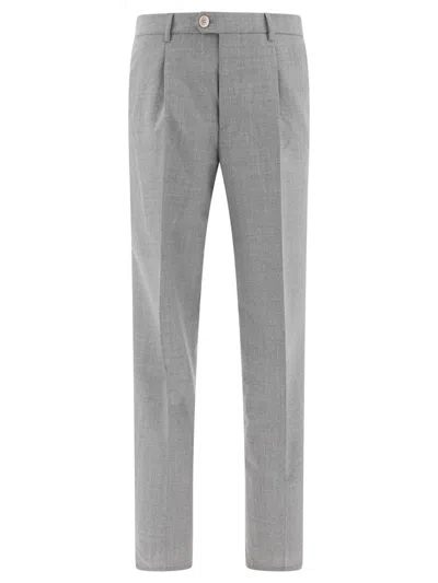 Brunello Cucinelli Tailored Grey Wool Trousers In Gray