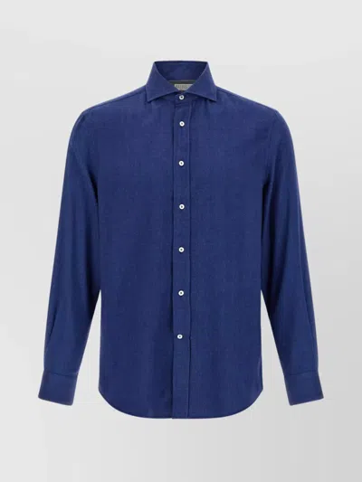 BRUNELLO CUCINELLI TAILORED HERRINGBONE SHIRT COLLAR BUTTON-DOWN