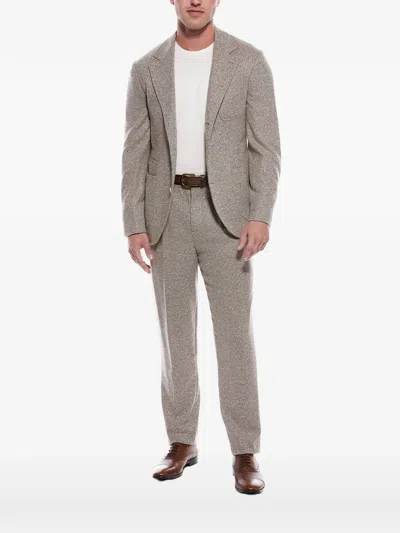 Brunello Cucinelli Tailored Herringbone Suit In Gray
