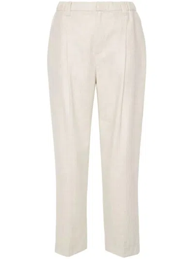 Brunello Cucinelli Tailored High-waisted Trousers With Straight Leg In Neutral