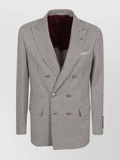 Brunello Cucinelli Tailored Jacket Houndstooth Pattern In Gray