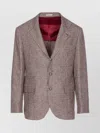 Brunello Cucinelli Houndstooth Wool Blend Single-breasted Blazer In Gray