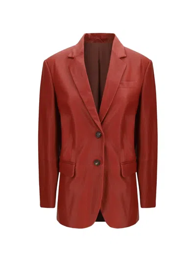 Brunello Cucinelli Tailored Leather Blazer In Multi