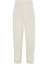 Brunello Cucinelli Slouchy Trousers In Sparkling Linen Canvas With Jewellery In Neutral