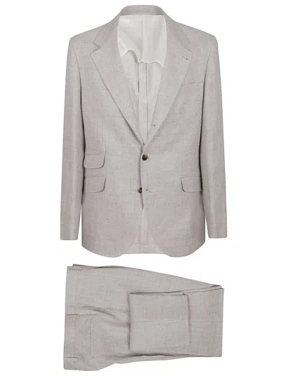 Brunello Cucinelli Tailored Linen Blend Suit With Notch Lapels In Grey