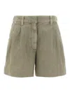 Brunello Cucinelli Linen Cotton Shorts Bermuda And Short Green In Green
