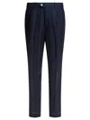 Brunello Cucinelli Tailored Linen Trousers With Subtle Pinstripes In Black