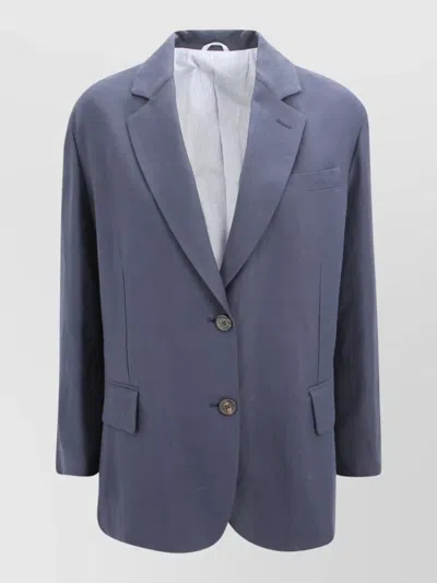 Brunello Cucinelli Tailored Long Sleeve Blazer Jacket In Blue