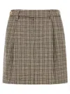 Brunello Cucinelli Checked Virgin Wool Flannel Miniskirt In Brown