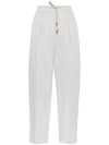 Brunello Cucinelli Relaxed-fit Trousers With High Waist And Drawstring Closure In Beige