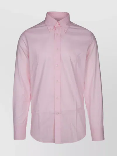 Brunello Cucinelli Tailored Shirt With Back Yoke And Point Collar In Pink
