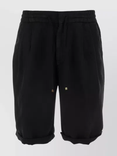 Brunello Cucinelli Tailored Shorts With Elasticated Waistband And Pockets In Black
