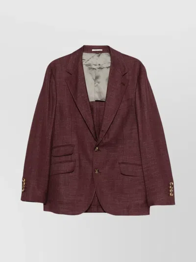 Brunello Cucinelli Tailored Single-breasted Jacket Lapel In Burgundy
