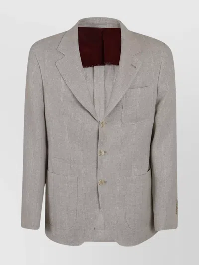 Brunello Cucinelli Tailored Single-breasted Jacket With Notch Lapels In Gray