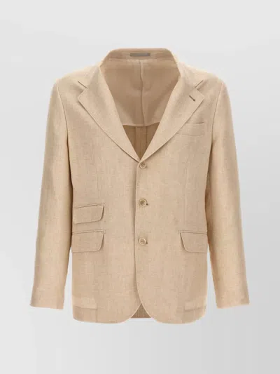 Brunello Cucinelli Tailored Single-button Blazer With Notch Lapel In Neutral