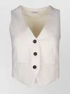Brunello Cucinelli Tailored Sleeveless Jacket Front Pockets In White