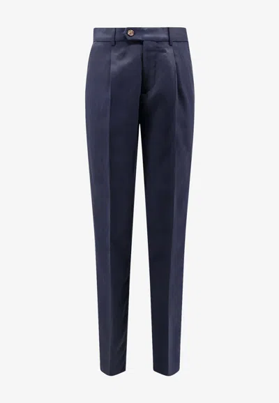 Brunello Cucinelli Tailored Straight-leg Pants In Blue