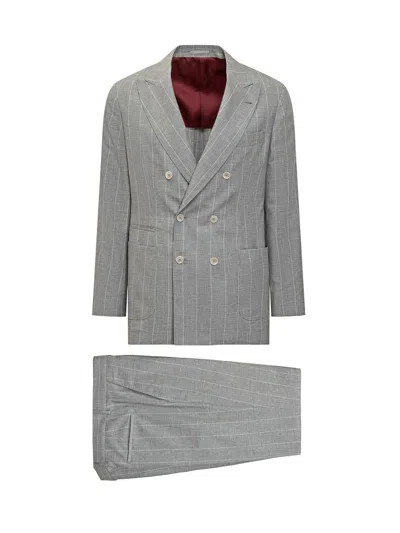 Brunello Cucinelli Tailored Suit Jacket And Trouser Set In Gray