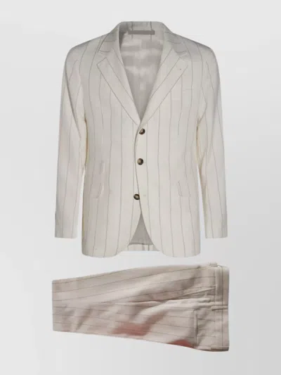 Brunello Cucinelli Tailored Suit With Notch Lapel And Back Vent In White