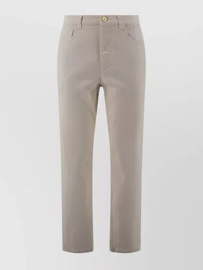 Brunello Cucinelli Tailored Tapered Leg Cotton Trousers In Beige