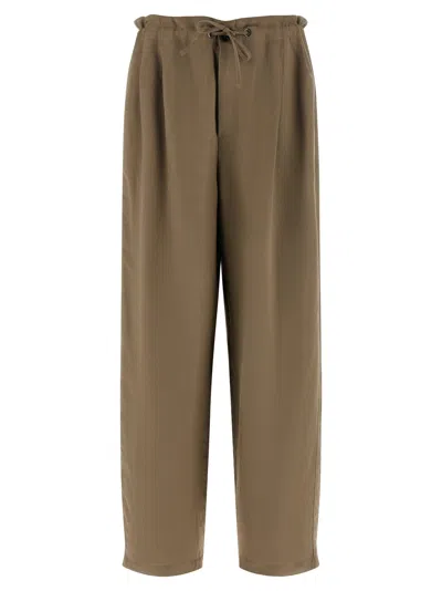 Brunello Cucinelli Tailored Track Viscose-linen Trousers In Taupe