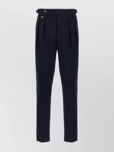 Brunello Cucinelli Tailored Trousers With Pleats And Button Detailing In Black