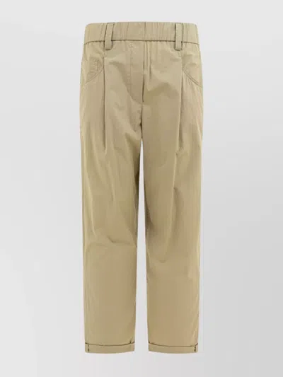 Brunello Cucinelli Tailored Trousers With Pockets And Elastic Waistband In Beige