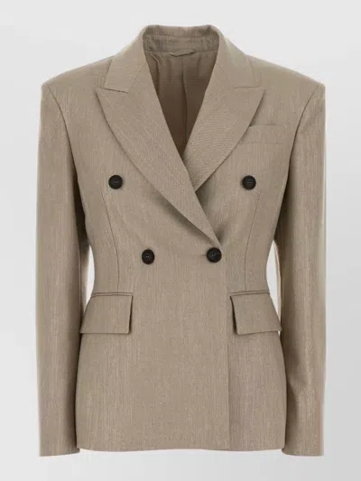 Brunello Cucinelli Tailored Twill Blazer Peak Lapels In Green