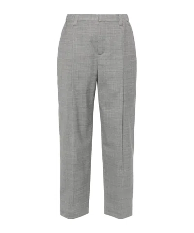 Brunello Cucinelli Tailored Virgin Wool-blend Cropped Trousers In Gray