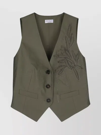 Brunello Cucinelli Tailored Waistcoat Embroidered V-neck