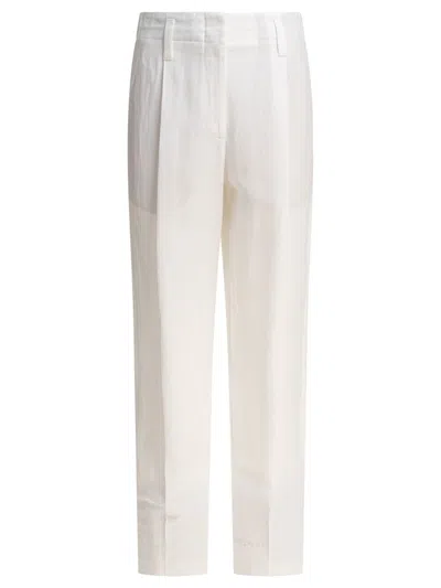 BRUNELLO CUCINELLI BRUNELLO CUCINELLI TAILORED WHITE TROUSERS WITH SUBTLE PLEATS