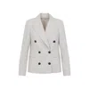 Brunello Cucinelli Double Breasted Wool And Cashmere Jacket In White