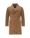 Brunello Cucinelli Tan Corduroy Overcoat In Brown